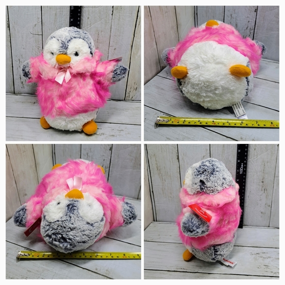 Aurora 8.5"t Fuzzy PomPom Peguin Plush w/Pink Fuzzy Winter Coat NWT - Picture 5 of 6
